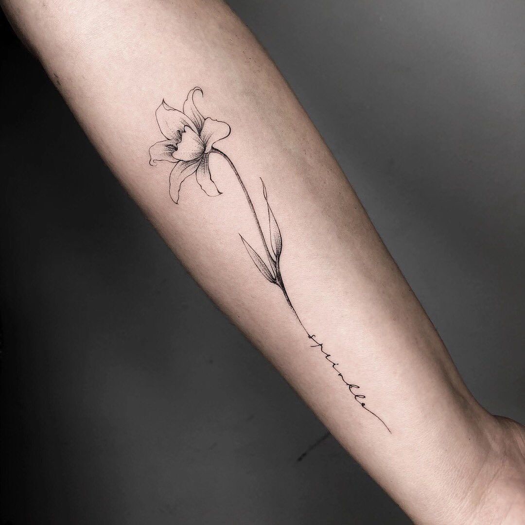 Sagittarius Tattoo Design With Narcissus Flower