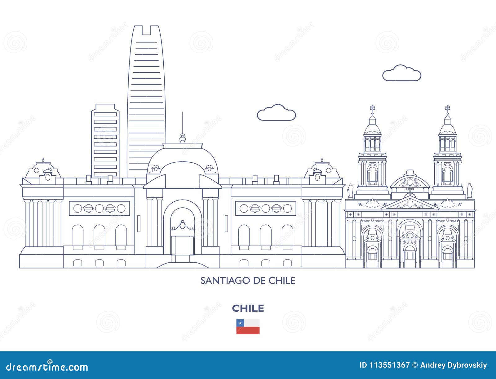 Santiago De Chile Silhouette Skyline Santiago De Chile Vector City