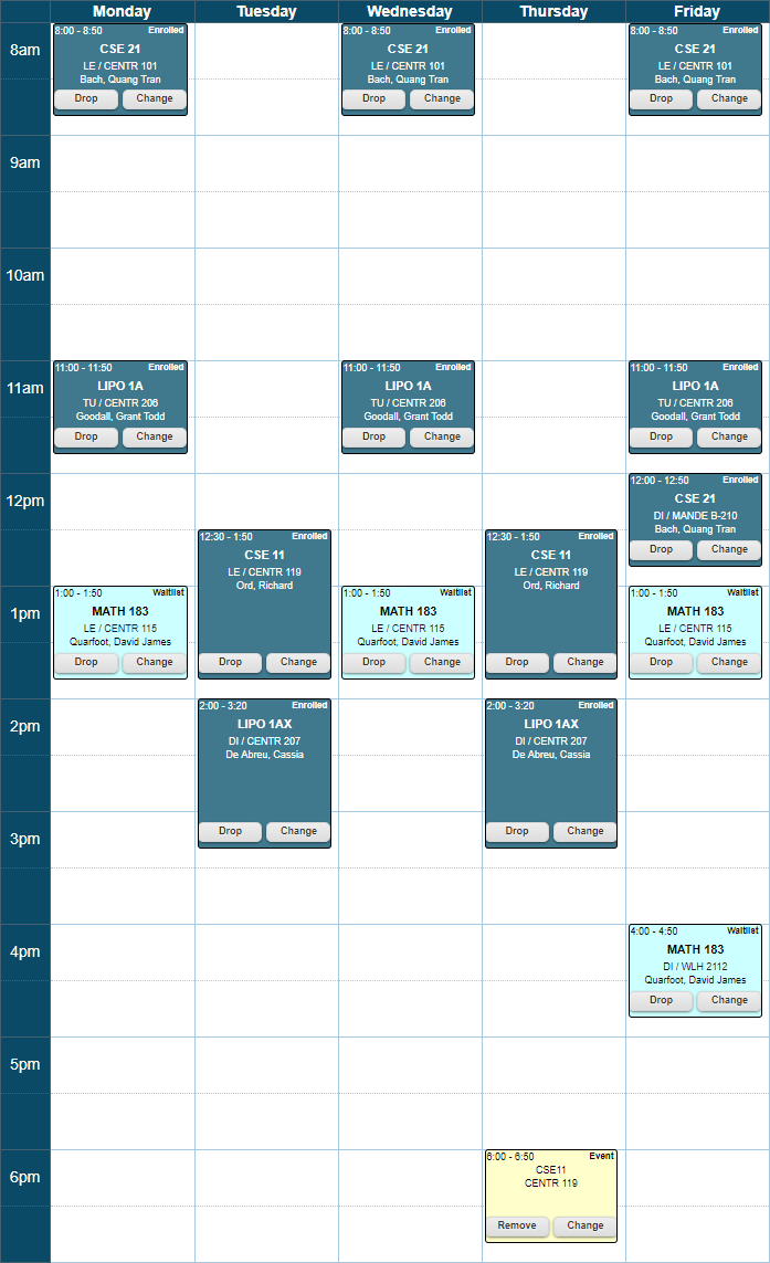 Schedule Like What You See R Ucsd