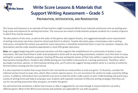 Scope Sequence Sample Write Score