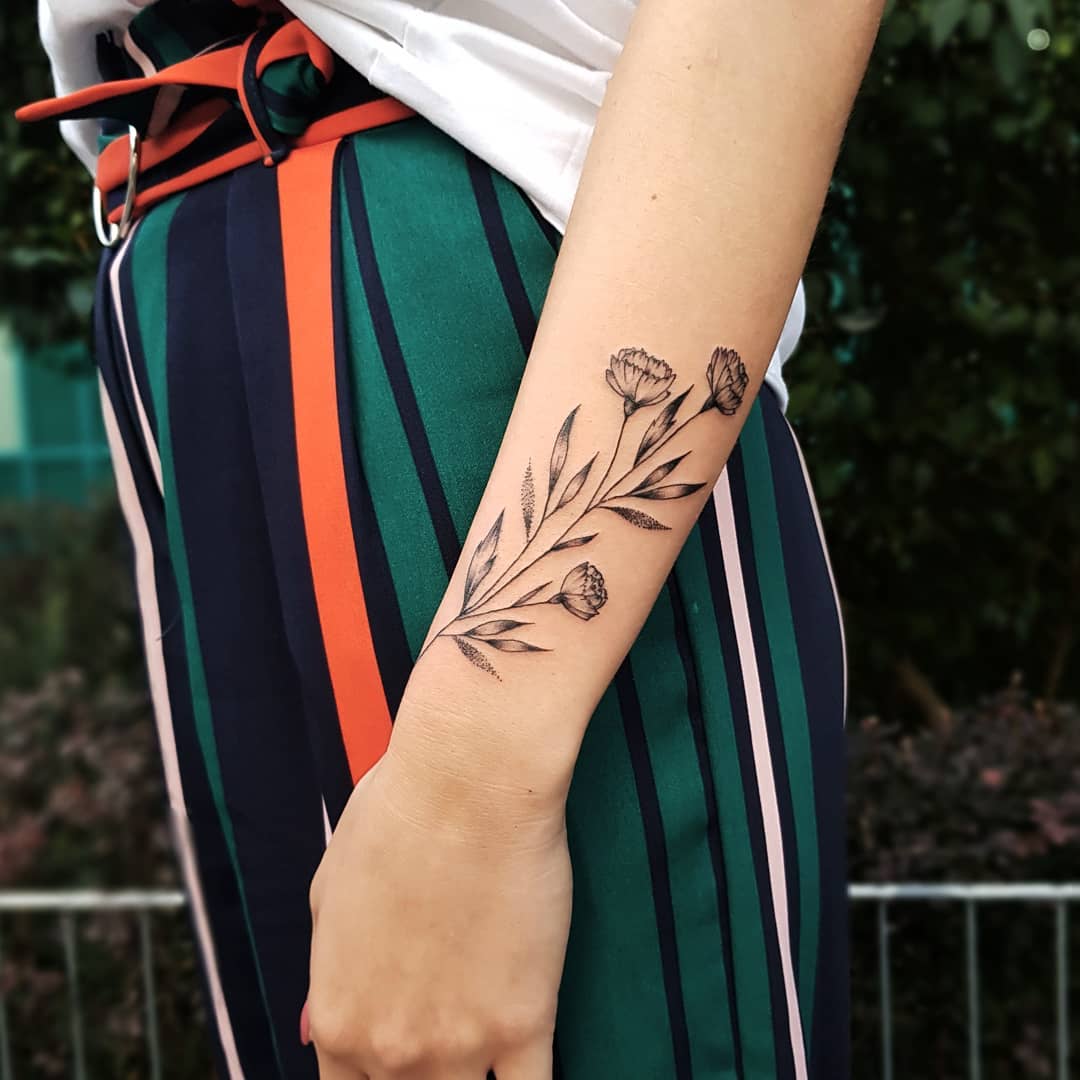 Simple And Beautiful Flower On The Forearm Tattoogrid Net