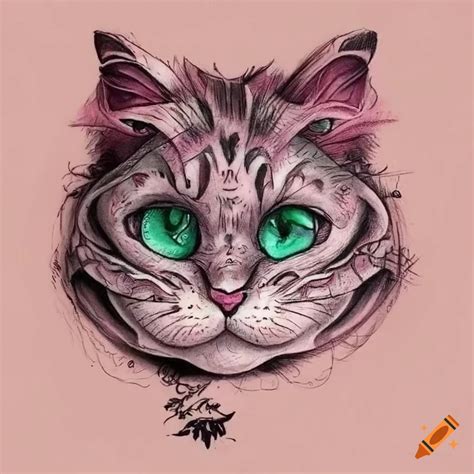 Sketch Of Cheshire Cat Tattoo Design On Craiyon