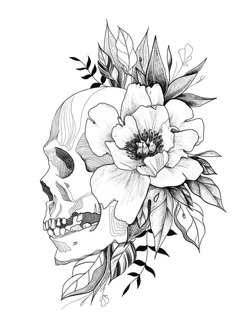 Skull And Flowers Check Out This Amazing Artist Tattoo Designs