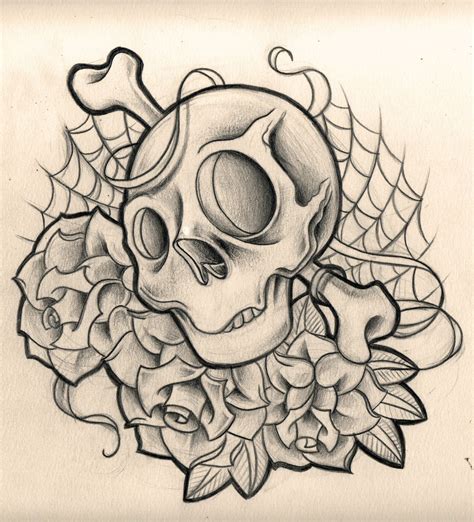 Skull And Roses By Willemxsm On Deviantart Skulls Drawing Skull Tattoo Design Tattoo Design