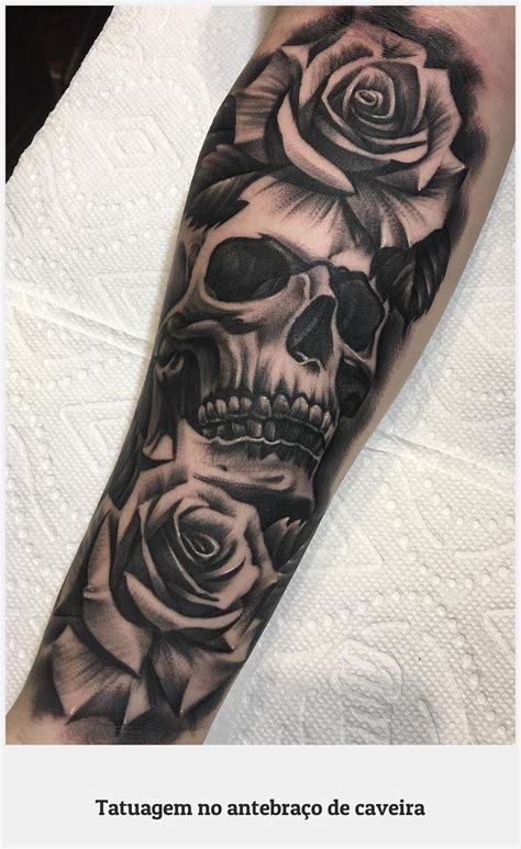 Skull With Roses Tattoo For Men