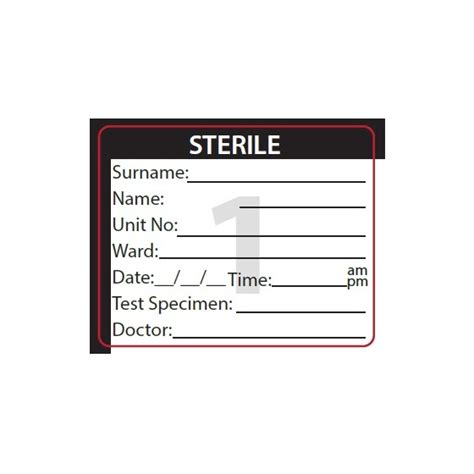 Specimen Label 1 Sterile 100 Per Pack Mermed