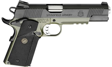 Springfield 1911 Loaded Mc Operator Pistol Olive Drab G10 45Acp 5 Green Top Shooting Range