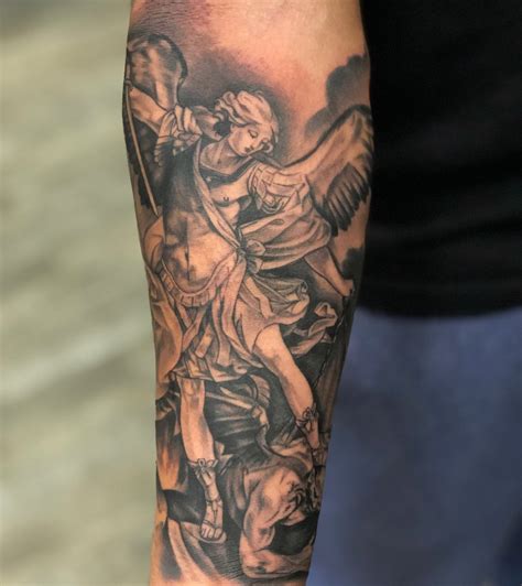 St Michael Tattoo Forearm