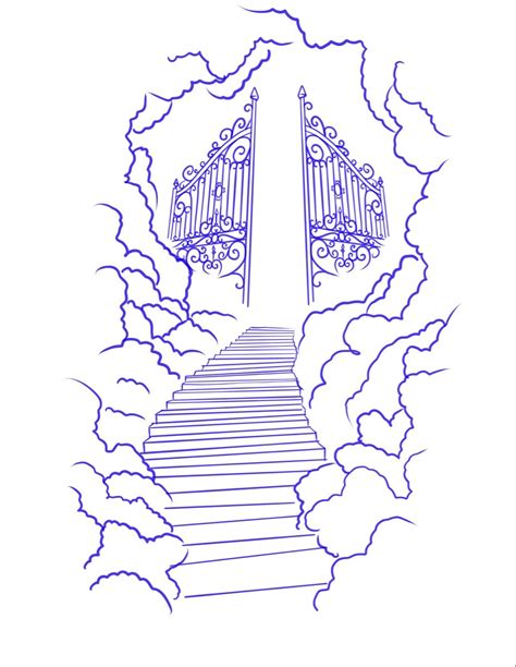 Stairway To Heaven Tattoo Design Clouds And Lightning