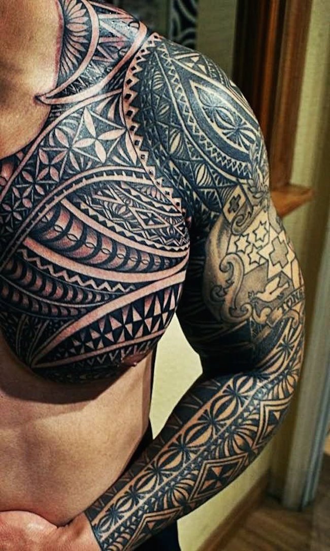 Stunning Full Sleeve And Chest Tattoo Designs