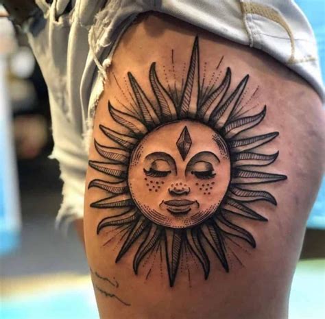 Sun Face Tattoo