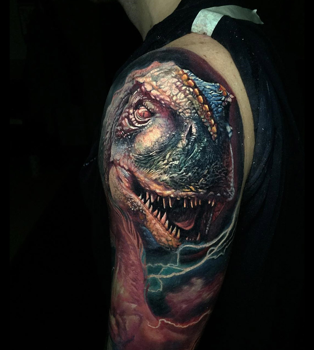 T Rex Close Up Dinosaur Tattoos T Rex Tattoo Biomechanical Tattoo