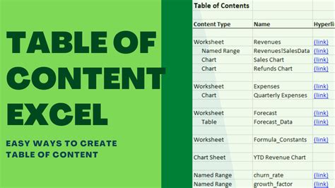 Table Of Content Excel Easy Ways To Create Table Of Content In Excel