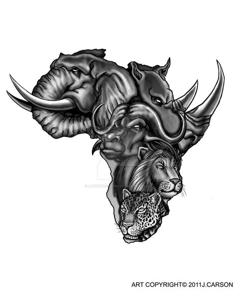 Tattoo Commission Africa S Big Five By Jaggedcorners On Deviantart