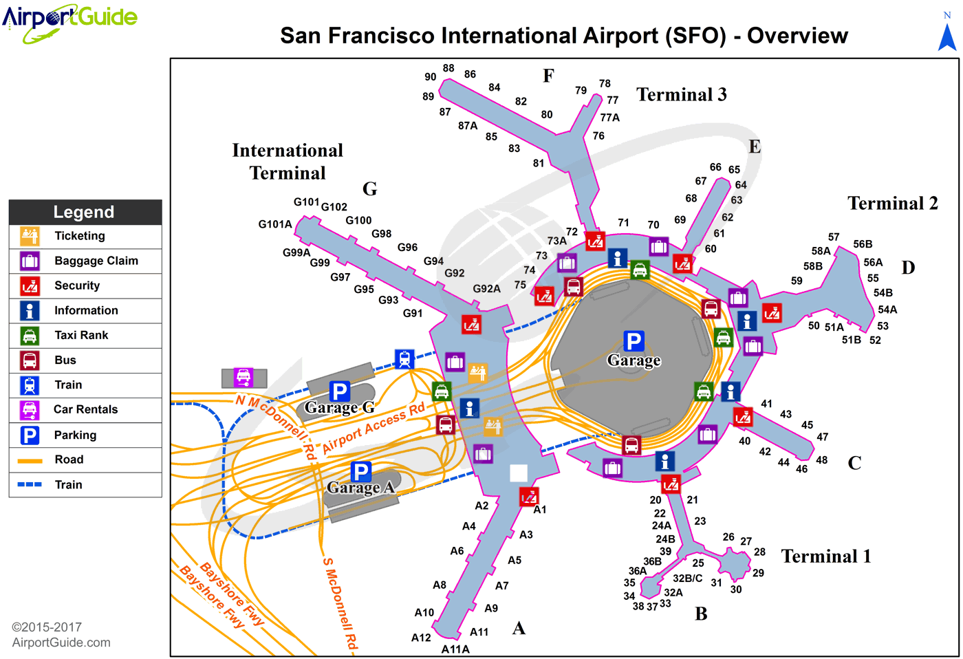 Terminal 3 Map At The San Francisco International Airport Sfo