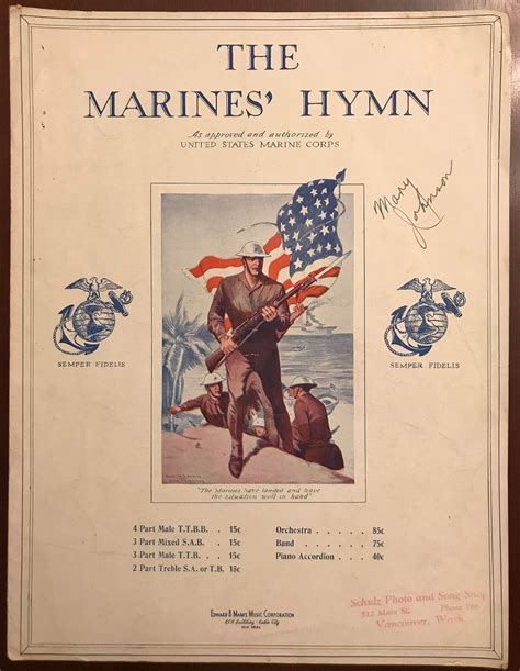 The Marine S Hymn Sheet Music The Marines Hymn 1932 Sheet Music