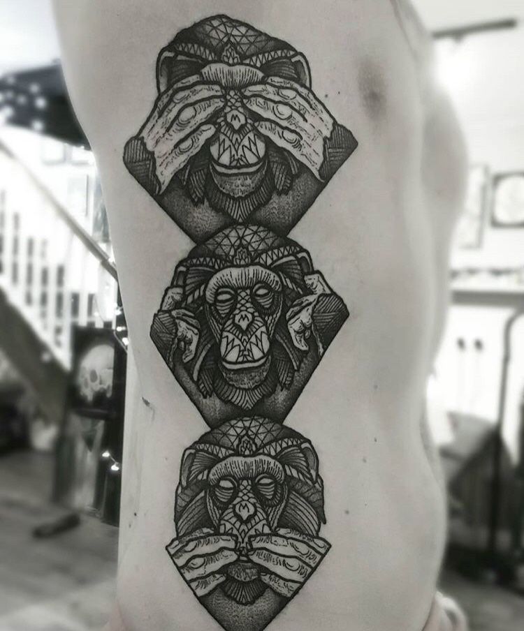 Three Monkeys Tattoo Inkstylemag Monkey Tattoos Tattoos Mom Tattoos