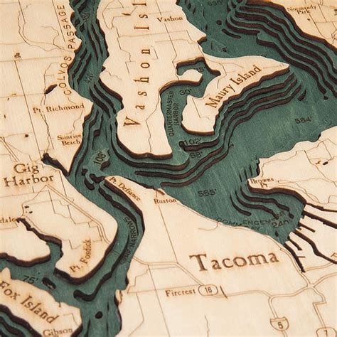 Three Rivers Of Pittsburgh Wooden Map Art Topographic 3D Chart