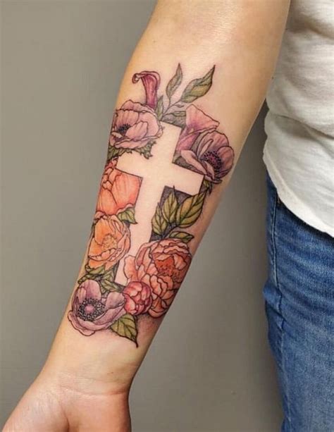 Top More Than 74 Cross And Flower Tattoo Best In Cdgdbentre