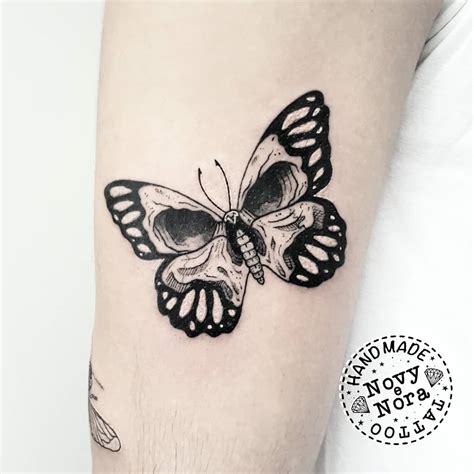 Traditional Butterfly Skull Tattoo