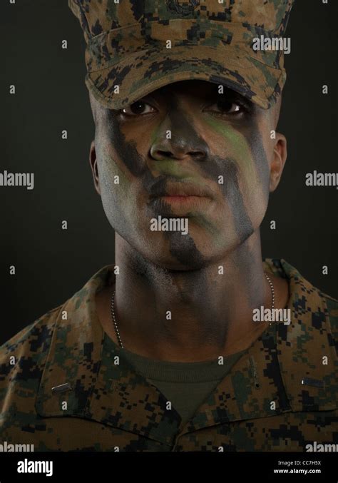 U S Marine Corps Officer In Marpat Digital Camouflage Uniform And Camo