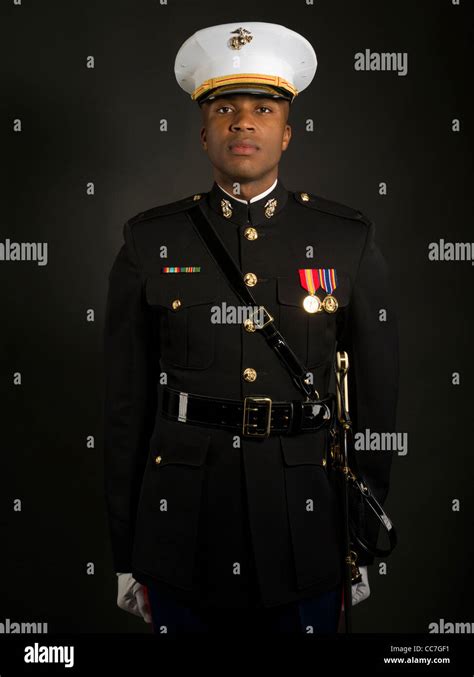 United States Marine Corps Officer In Blue Dress Amp Quot A Amp Quot Uniform Including Medals Ribbons White