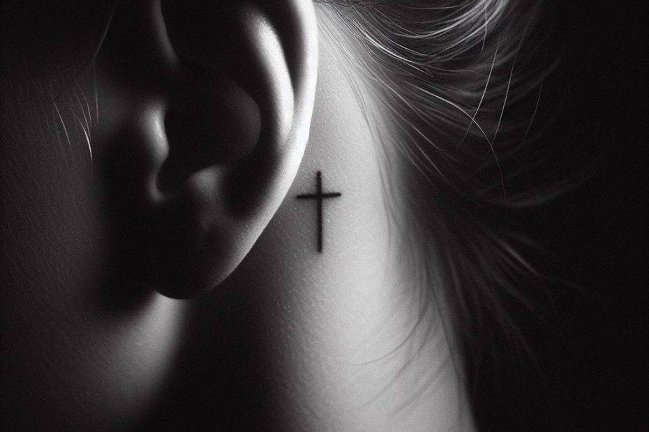 Upside Down Cross Upside Down Cross Cross Tattoo Behind Ear Tattoo