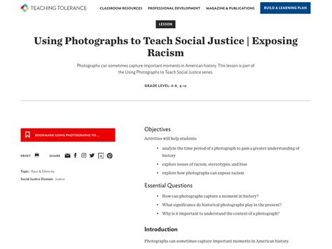 Using Photographs To Teach Social Justice Exposing Racism Lesson Plan