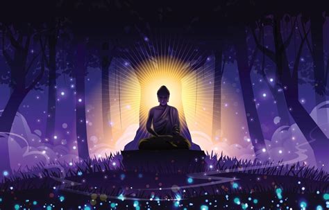 Vesak Day Background With Buddha Meditating Under Bodhi Tree