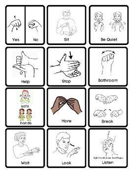 Visuals Picture Communication Asl Sign Language Guidance For Lanyard