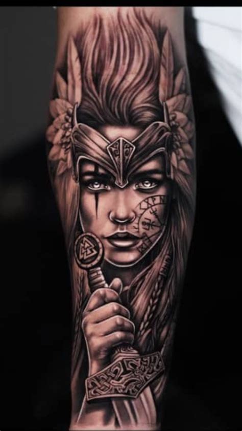 Warrior Girl Tattoo Tatuagem De Valqu Ria Tatuagem Tatuagens Especiais