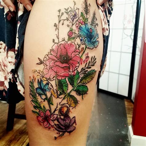 Watercolor Flower Tattoo By An Amazing Artist