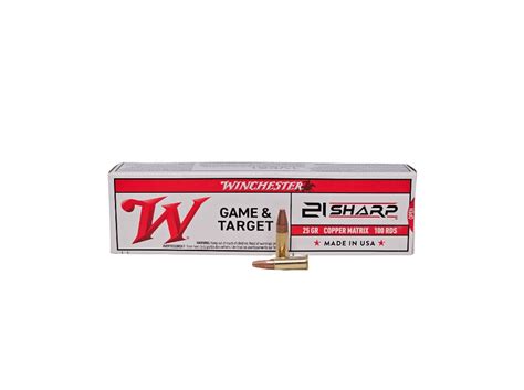 Winchester 21 Sharp 25 Grain Copper Matrix Lead Free 1750 Fps 100 Rounds Box S21slf Kir Ammo