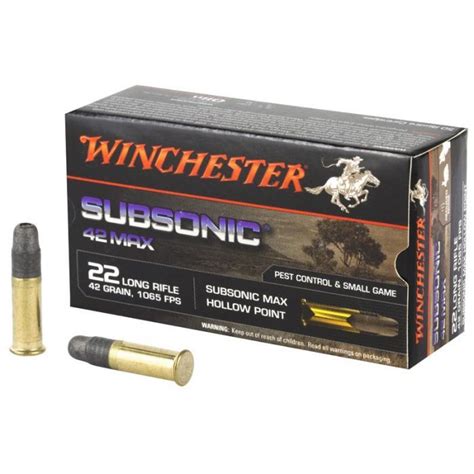 Winchester Max 22 Lr 50 Rounds 42Gr Subsonic W22sub42u Keep