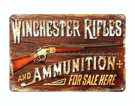 Winchester Rifles Ammunition Firearm Guns Ammo Hunting Rustic Metal Tin