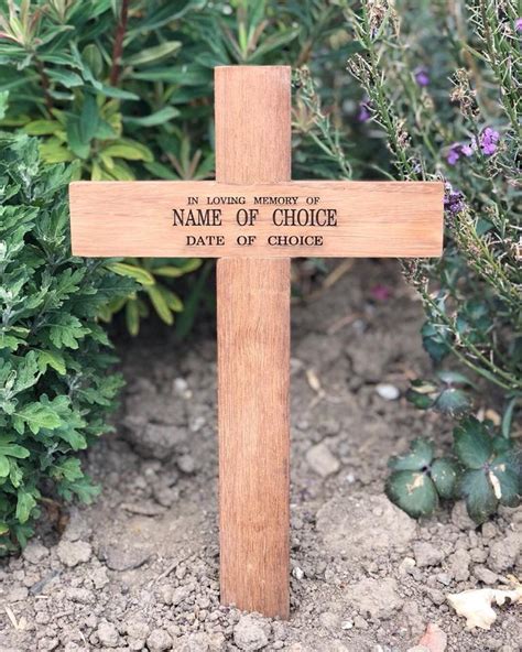 Wooden Memorial Cross With Free Plaque And Engraving Or Wood Etsy