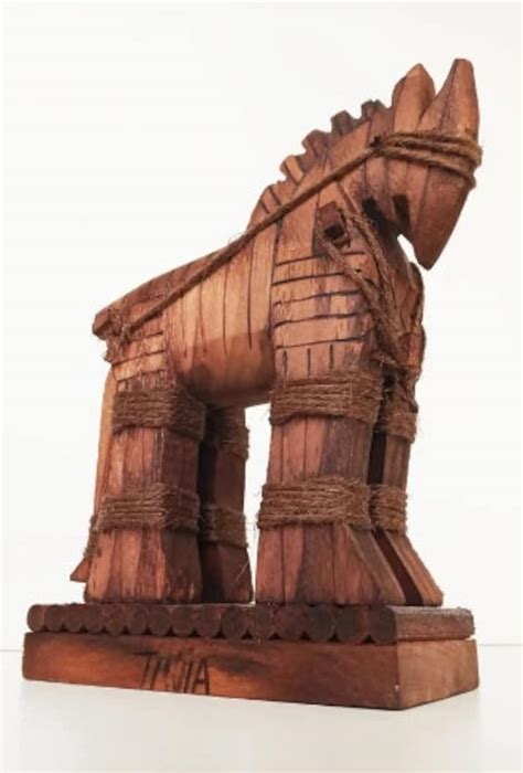 Wooden Vintage Troia Horse Troy Horse Figurine Trojan Horse Ancient Greek Mythological