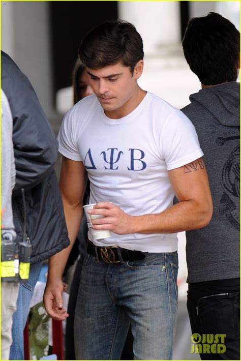 Zac Efron Frat Tattoo On Bulging Bicep For Townies Seth Rogen